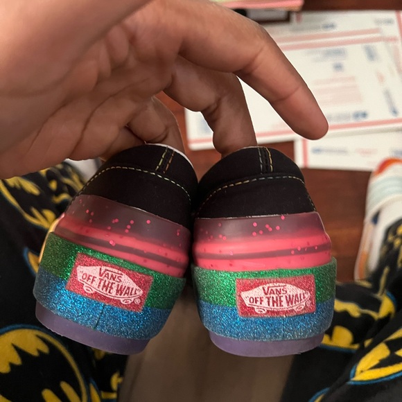 NWT VANS unisex Slip On Rainbow Glitter Platform Sneakers Size 5.5 wmns 4 men’s - Picture 8 of 8